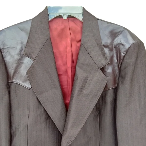 Alamo Made in Mexico Brown Western Rodeo Blazer Leather Accents Men Size 42R - Picture 6 of 16